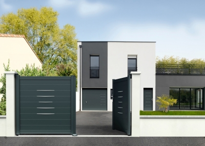 Portail battant contemporain aluminium